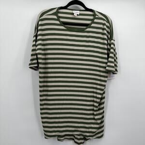 LuLaRoe Shirt Womens XS Green‎ White Striped Irma Tunic Stretch Rayon Spandex